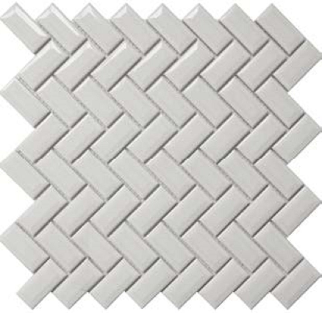 Bg Wh 12X12 Mos.Diamond Herring. (Set of 20) Roca Tiles