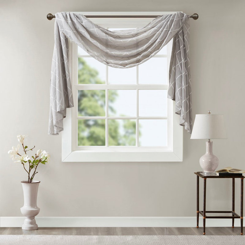 Écharpe de fenêtre transparente brodée diamant, Gris