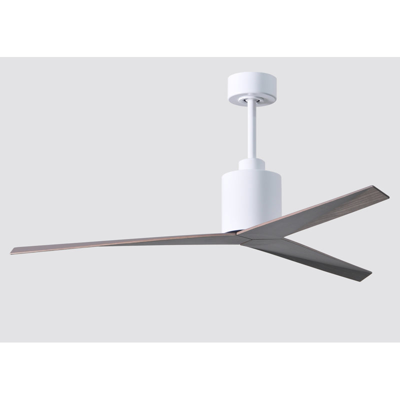Eliza Outdoor Downrod Ceiling Fan, Gloss White, Old Oak Tone