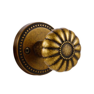 SORWDUERM Antique Brass Door Knob Passage Door Knobs Interior Door Knob for Hall and Closet,Zinc Alloy 1 Pack