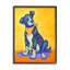 «Blue & Yellow Abstract Dog» encadré sur bois par Pat Cockrell, impression-2093648836-2093648833