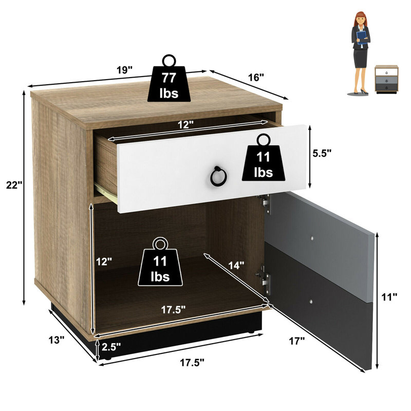 Table de bout à piédestal haut de 22 po avec rangement Tuckerton