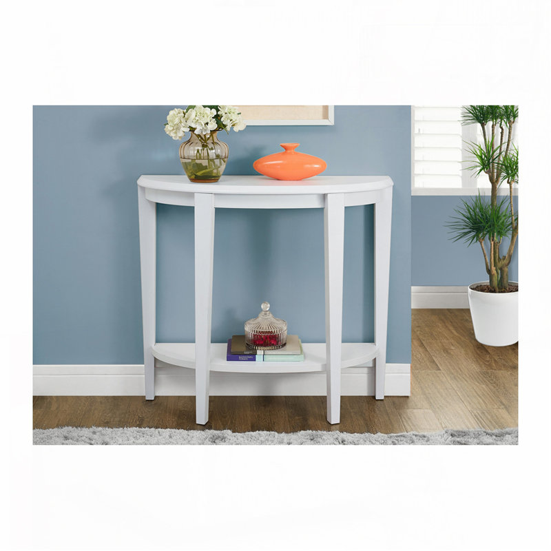 Console demi-lune en bois avec plancher, Blanc