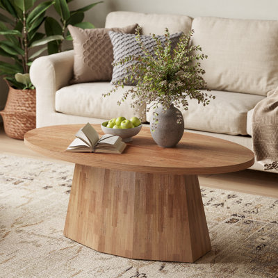 47" Oval Coffee Table, Farmhouse Center Accent Table for Living Room