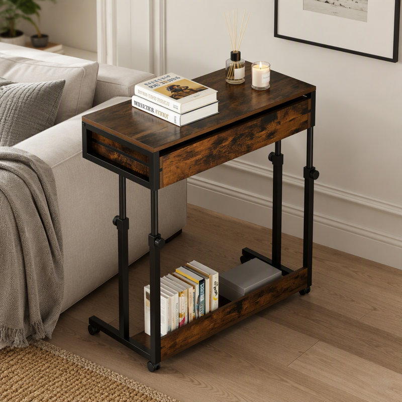Table roulante polyvalente et réglable en hauteur avec rangement, idéale pour la maison et le bureau