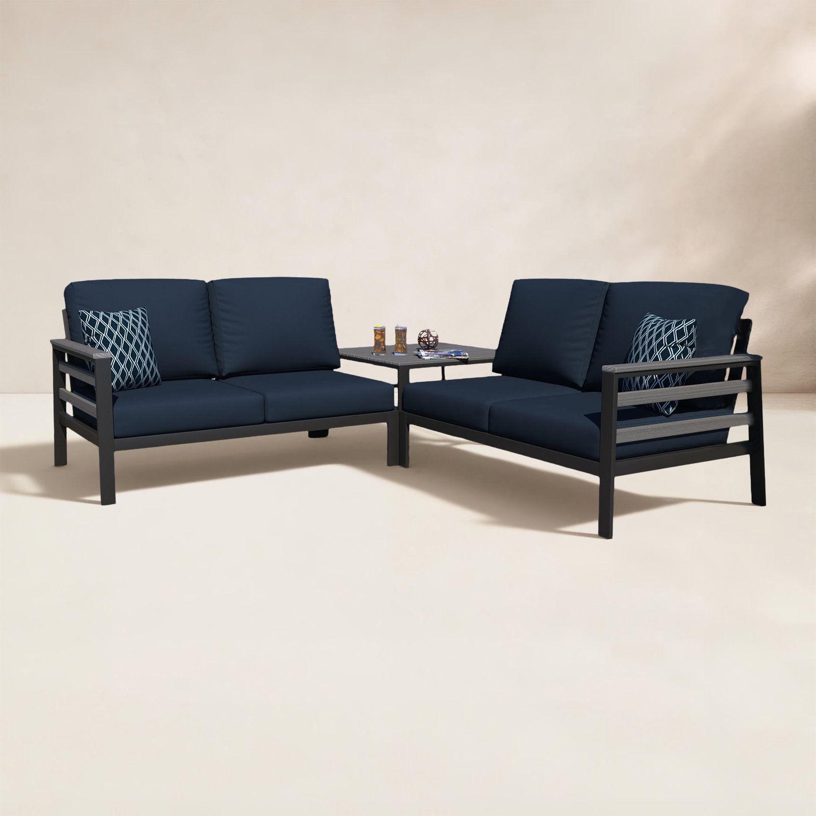 Townsend 4-Person Patio Seating Group, Canvas Navy Sunbrella® Canvas