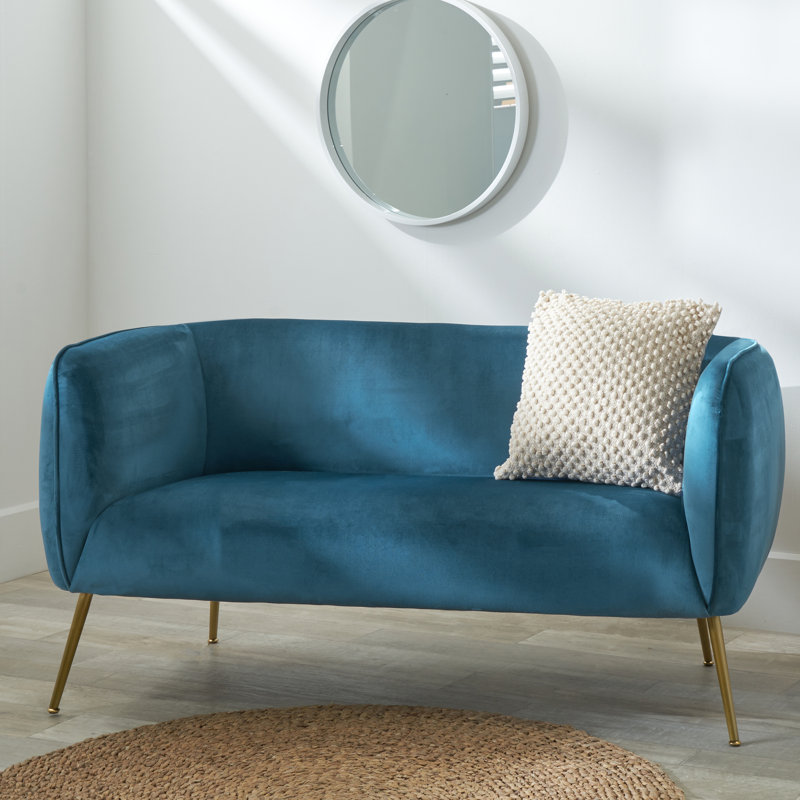 Lucca 2 Seater Velvet Sofa, Sapphire Blue