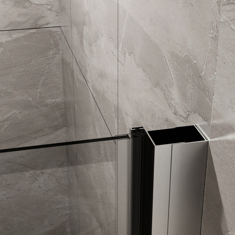 34"X72" Tempered Glass Pivot Door, Semi-, Dual Seal Strips, 90 Inward/Outward Opening Finish Semi- Shower 34"X72", 1/4" Glass, 180