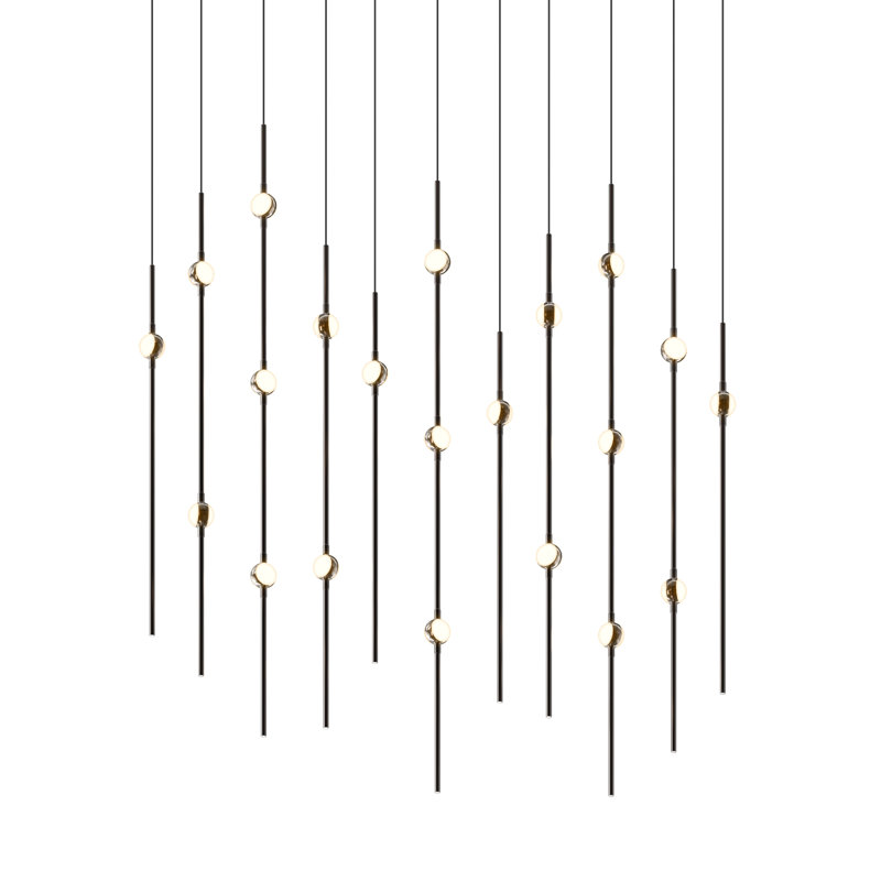 Constellation - Luminaire suspendu rectangulaire 36 po Aries - Noir espresso - 2200K - Câble 240 ", Acrylique blanc optique