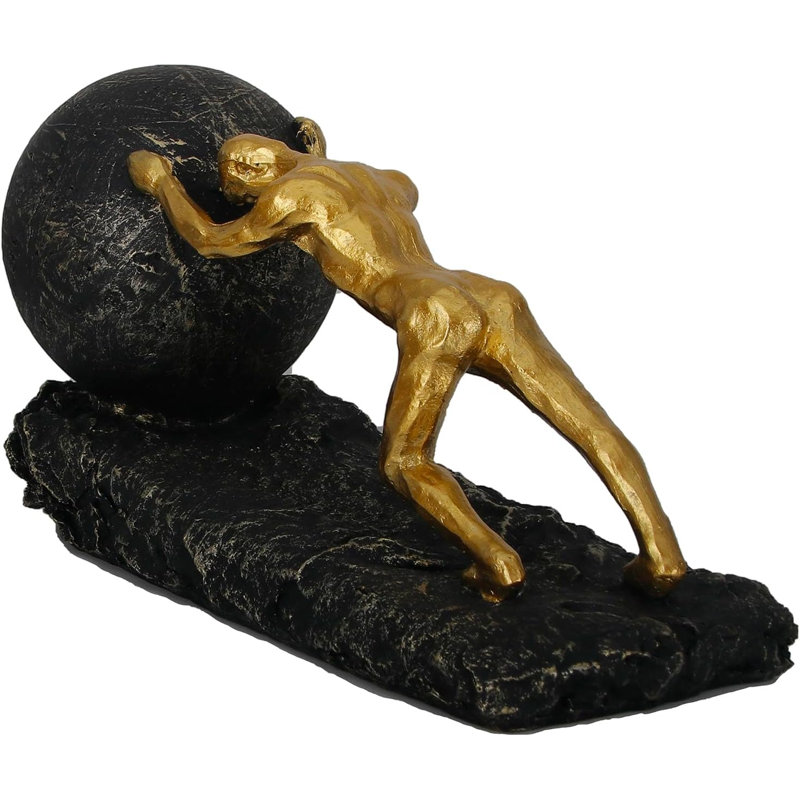Bronze Sisyphus Sculpture Modern Resin Struggler Statue