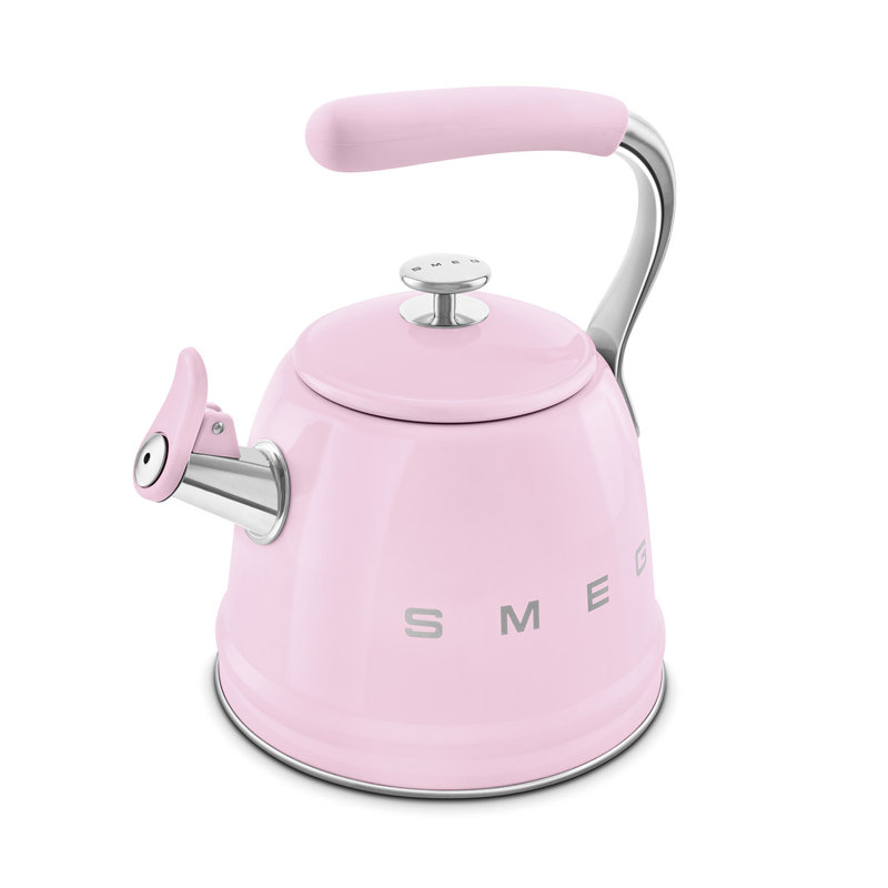 Smeg WKF01 50's Style Retro Whistling Kettle, Pink