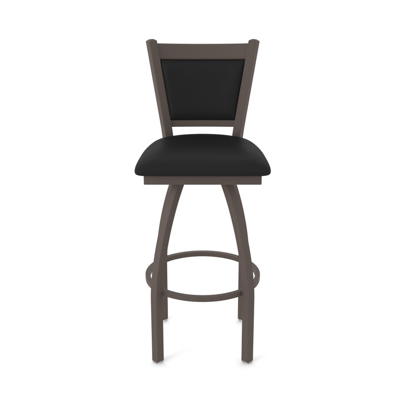Tabouret pivotant Hadleigh, Vinyle noir, Bronze, Tabouret de bar (siège d'une hauteur de 36 po)