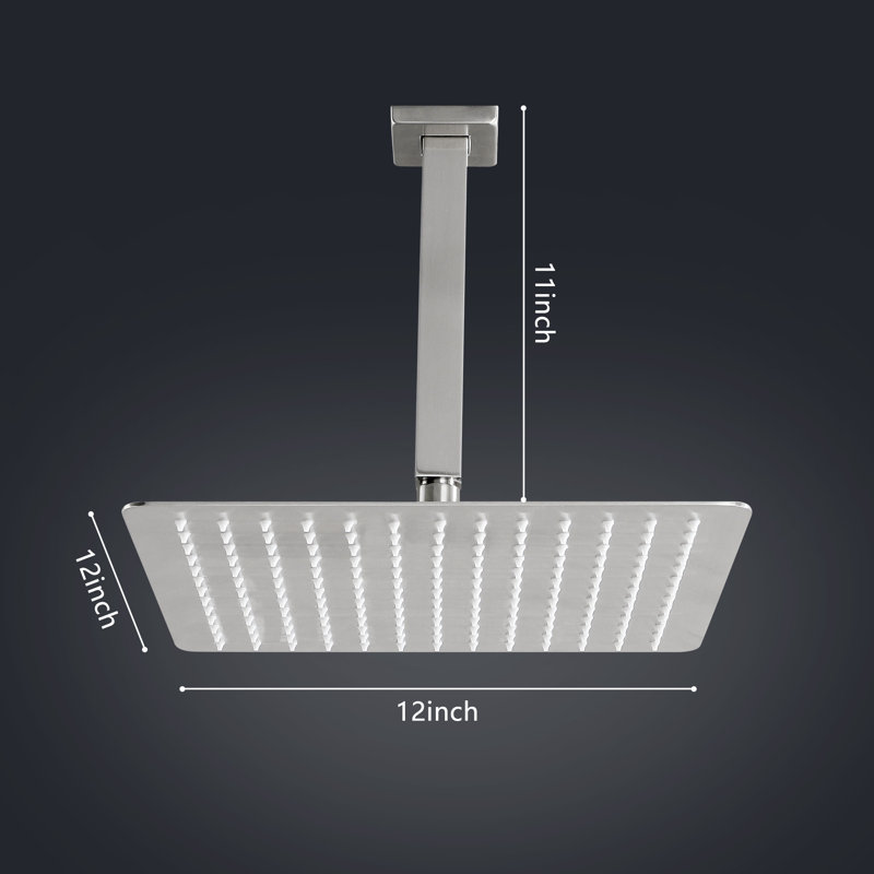 Pomme de douche à pluie fixe 1,8 GPM GPM avec autonettoyant, Nickel brossé