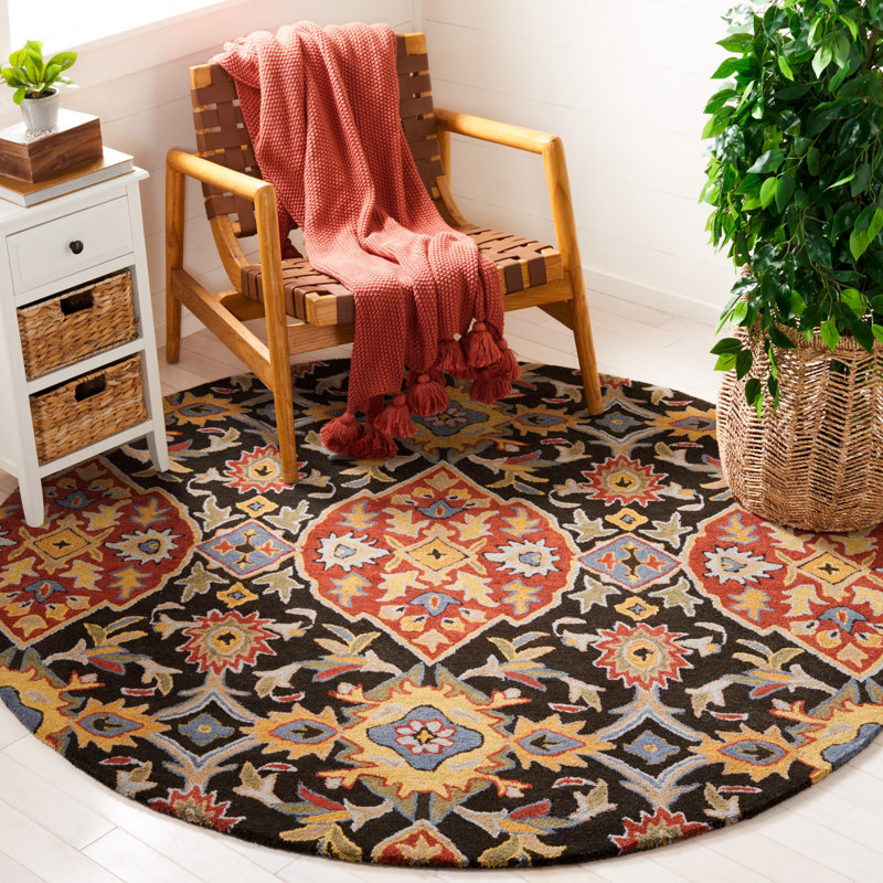 Ayofemi Hand Tufted Wool Floral Rug, Round 6'