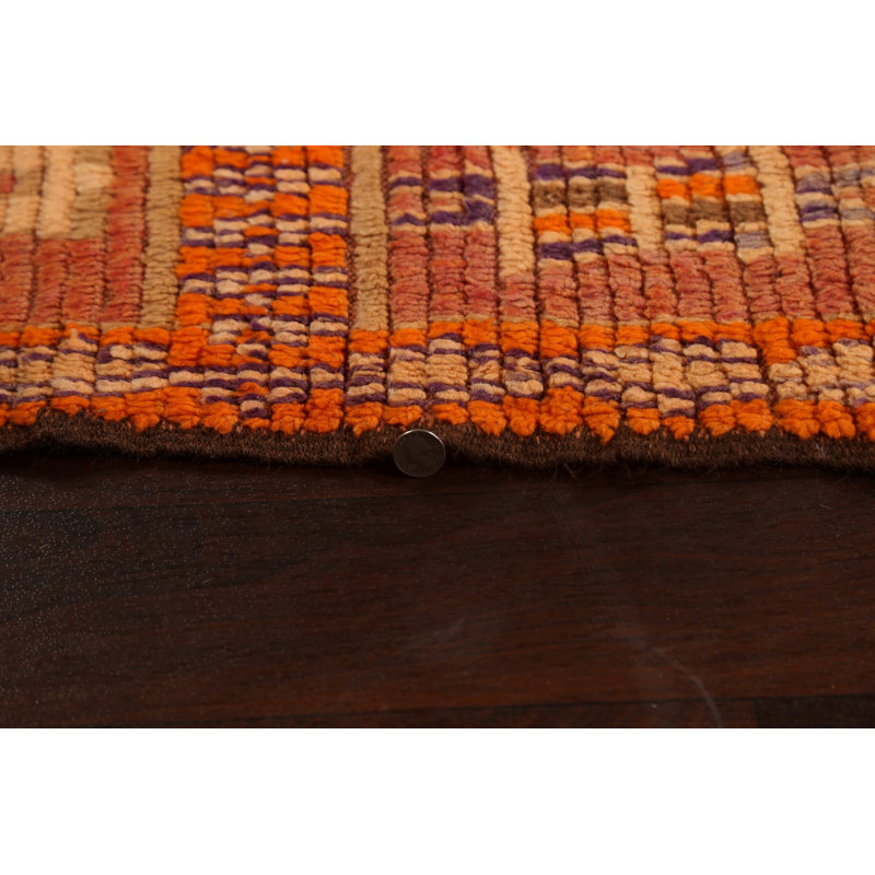 Tapis rouille noué à la main de conception unique 5 pi 1 po x 8 pi 11 po