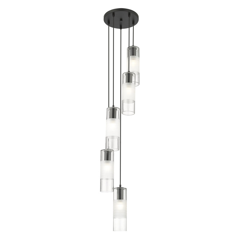 Lustre à 5 lumières Premislao, Noir mat
