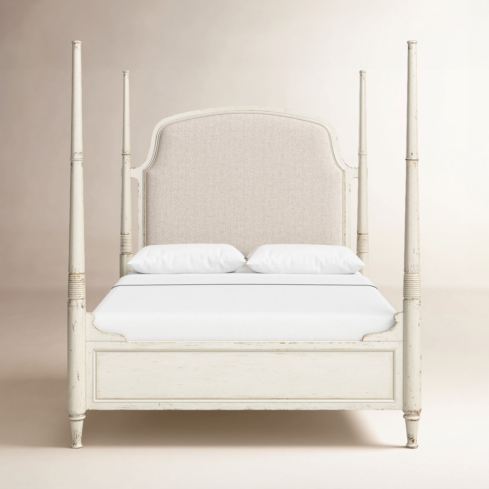 Alcy Four Poster Bed, Queen, Cream/Beige