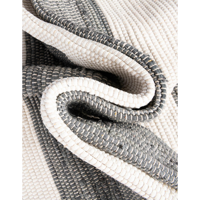 Rinker Cotton Striped Indoor Rug, Square 10'