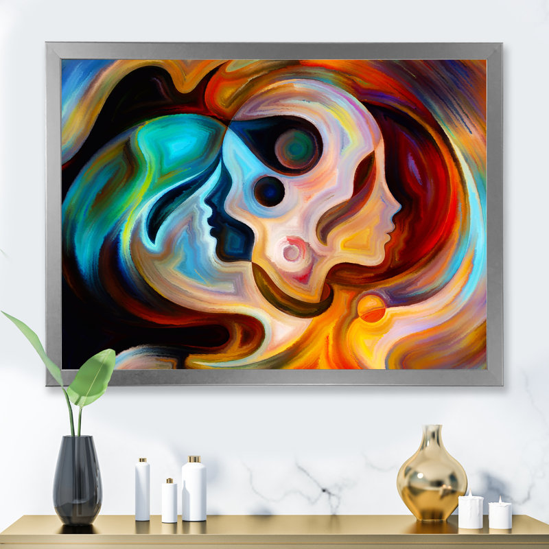 «Blue Orange and Red», reproduction d'art sur toile, H 34 po x l 44 po, Toile argentée avec cadre d'angle fermé