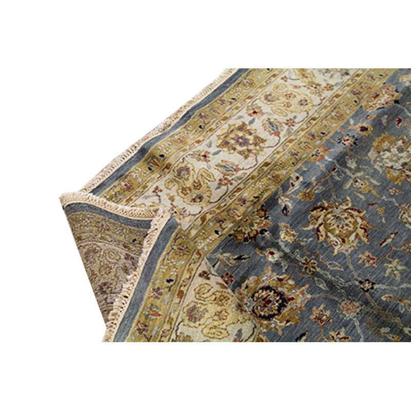 Wool Oriental Area Rug in Light Blue/Gold/Beige