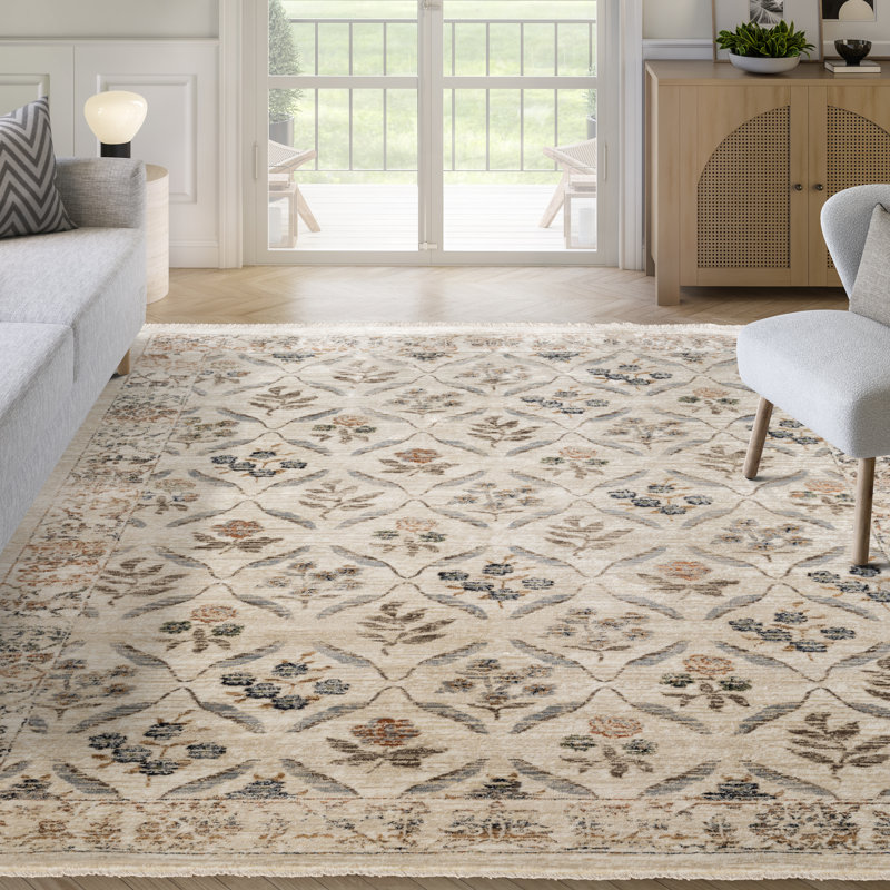 Abani Rugs Giavonnie ALA110A Traditional Cream Vintage Floral Area Rug, Rectangle 6' x 9'5"