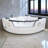 ANGELICA 55" x 55" 2-Person White Corner Whirlpool Bathtub with Dual Pump, Heater & Glass Front Panel