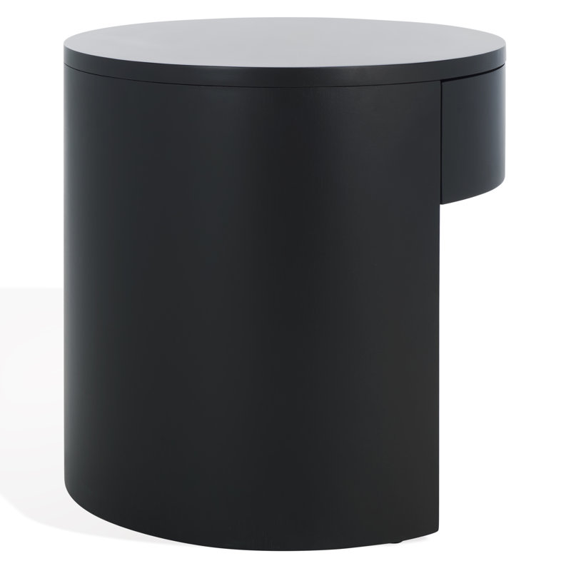 Daiya Round 1 Draw Wood Nightstand, Black