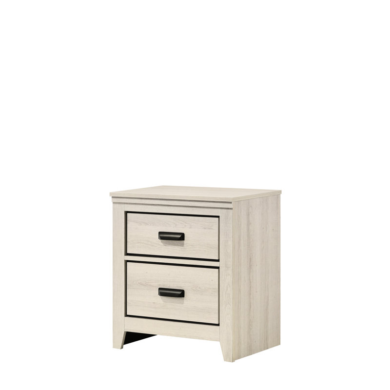 Chambre à coucher 2 Table de chevet beige - Une touche contemporaine avec une structure en métal de style moderne robuste et deux tiroirs de rangement à finition attrayante