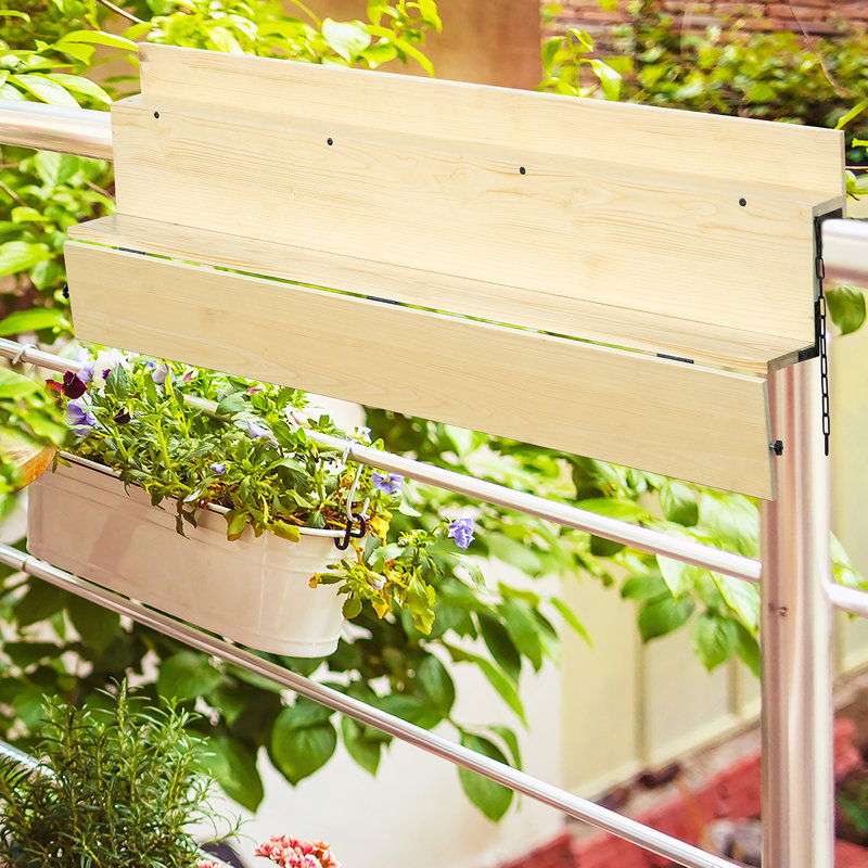 Table de balcon suspendue, barre de garde-corps pliable en bois d'épinette, table de service et bureau, peut accueillir jusqu'à 3,9 pouces