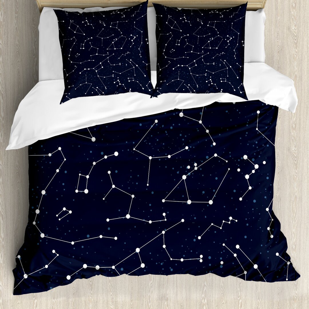 Bettbezug Set, Cluster of Stars, Konstellation, Blau Dunkelblau Weiß