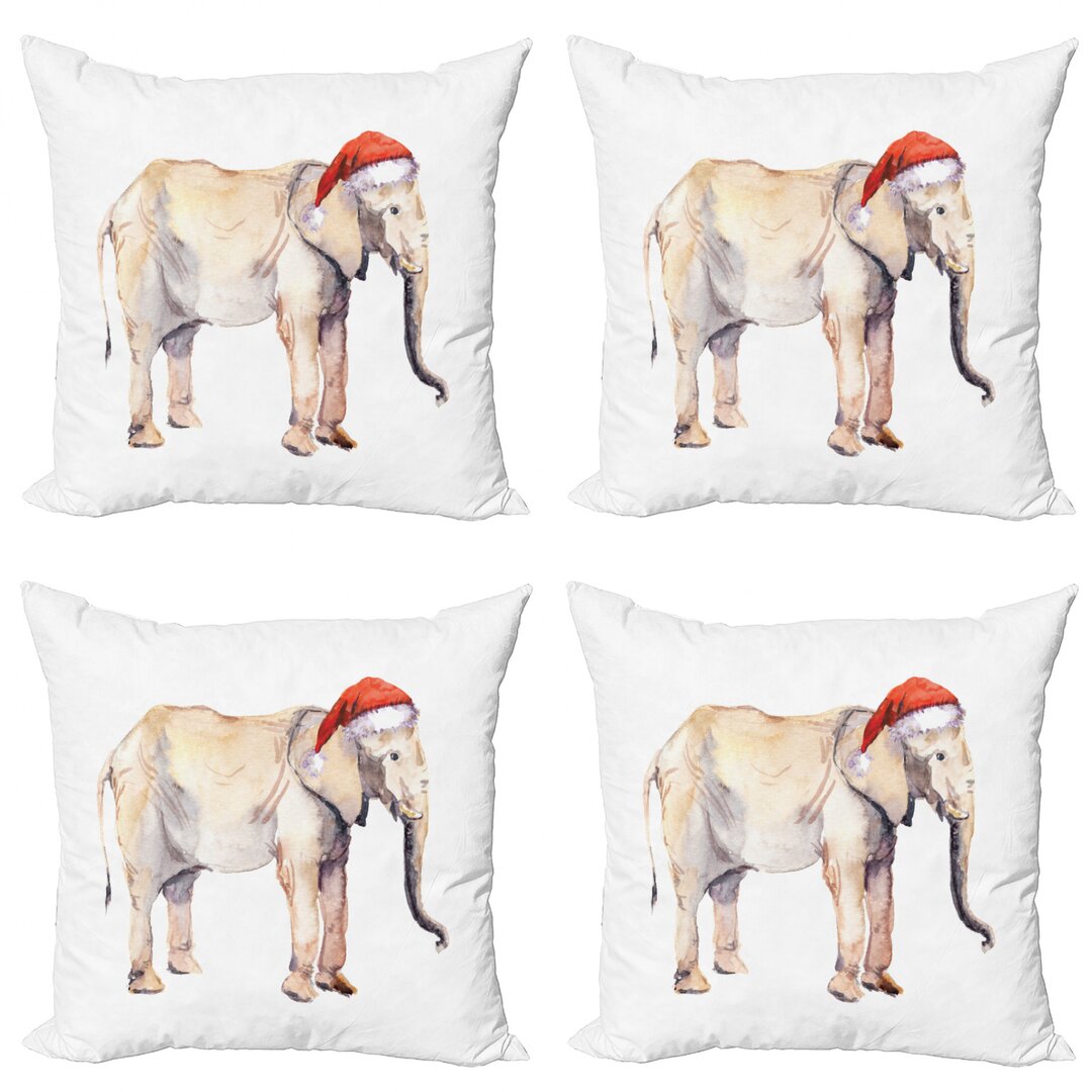 Dekokissen Kissenbezug, Christmas Theme, Aquarell Elephant, Lila grau Beige Rot