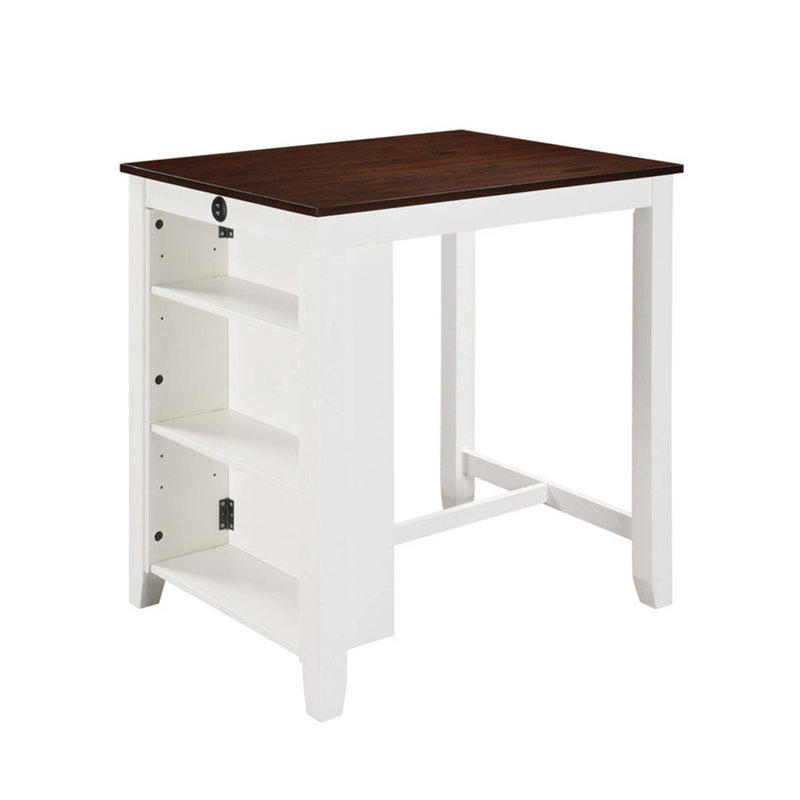Table de salle à manger à hauteur de comptoir peu encombrante avec chargement USB et rangement à tablettes multiples
