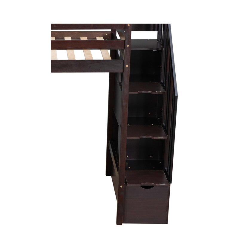 Lit mezzanine 4 tiroirs Gerld par Harriet Bee, Espresso