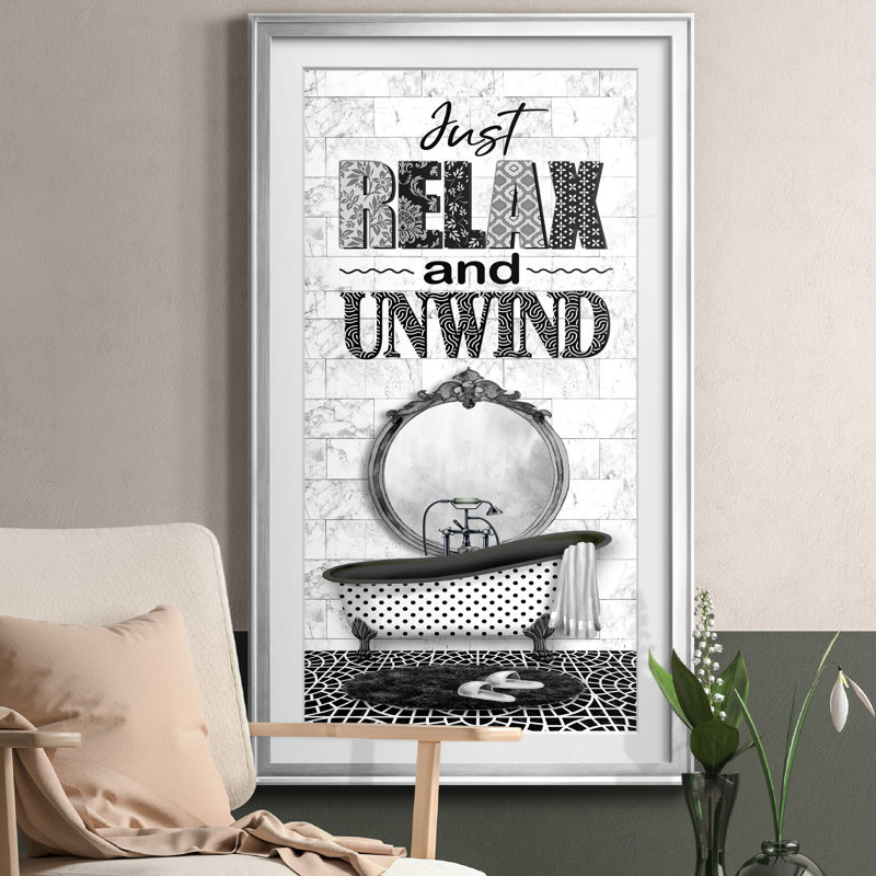 Just Relax - Art textuel avec cadre photo, Argent, H 10,5 po x l 18,5 po x P 1,5 po
