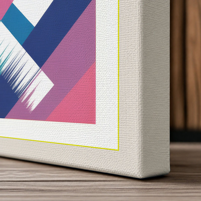 Diagonal Spectrum Geometric - Wrapped Canvas, 36x24 - 91.4 x 61.0 cm, Cream Border