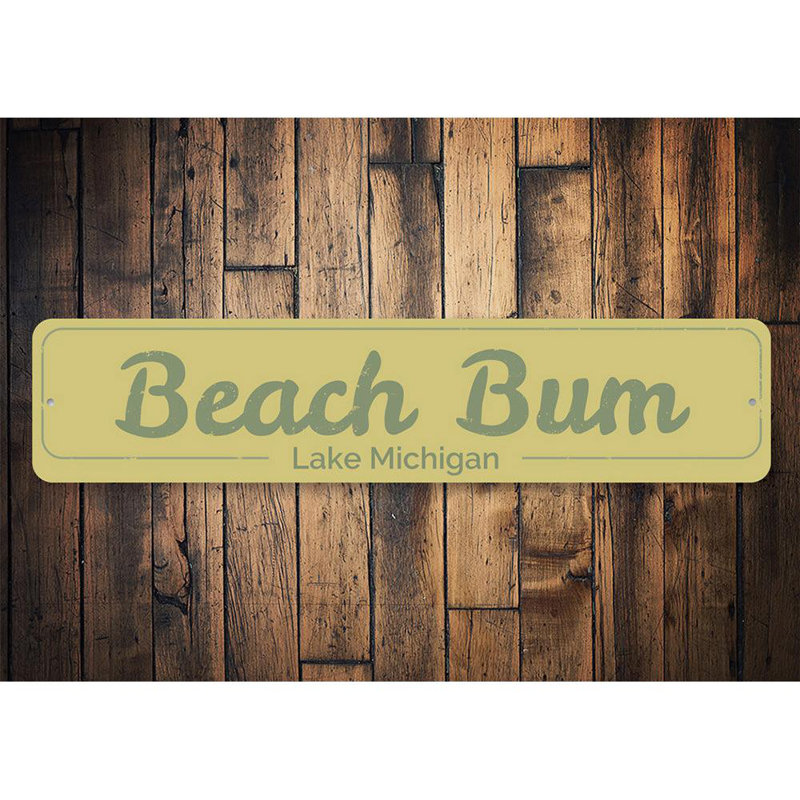 Plaque de plage en métal, H 6 po x l 24 po x P 0,06 po