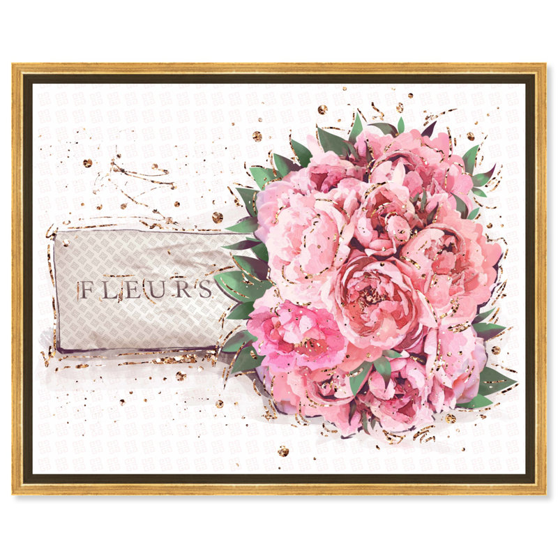 «Beautiful Wrapping Canvas Flower Glam Farmhouse» par Art Remedy, Cadre argenté, H 31 po x l 37 po
