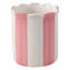 Organisateur de bureau décoratif rayé en céramique avec bordure festonnée - Mignon rangement pour accessoires de bureau dans la chambre à coucher, la cuisine ou la salle de bain - 4 po, rose et ivoire-1011376962