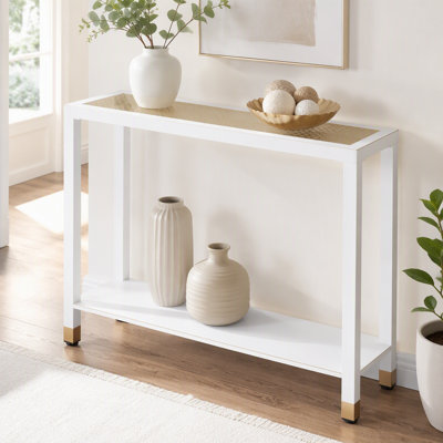 Table de vestibule en verre, console de vestibule à 2 niveaux, canapé-lit étroit de L 41 po avec tablettes, idéal pour le couloir, le vestibule, le salon, le vestibule, le couloir et le bureau