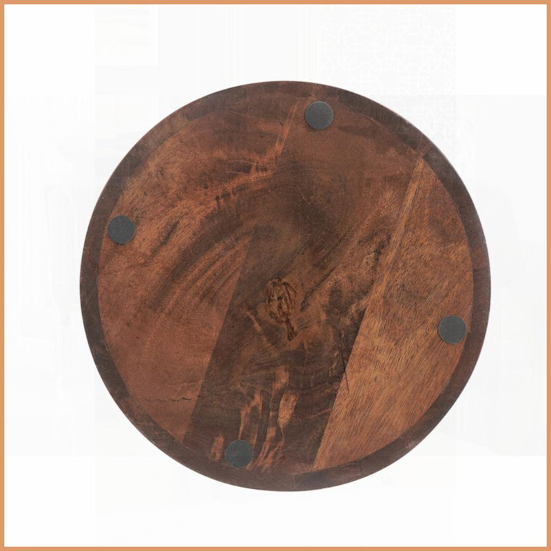Table basse en bois de manguier peu encombrant - Table d'appoint ronde à piédestal brun pour le salon, support multi-usage