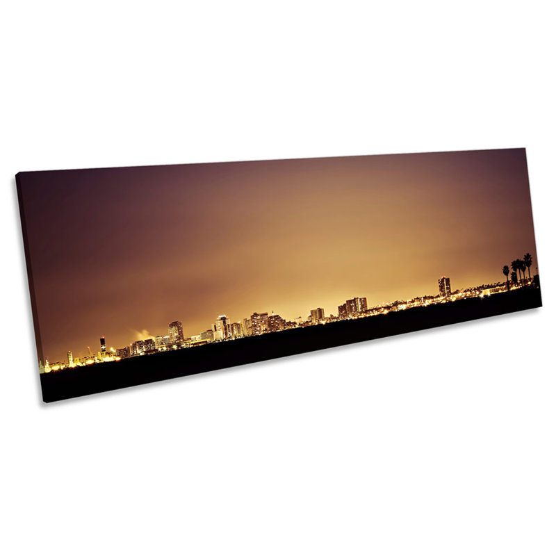 Long Beach City Los Angeles - Wrapped Canvas Panoramic Print, 30.48cm H x 91.44cm W