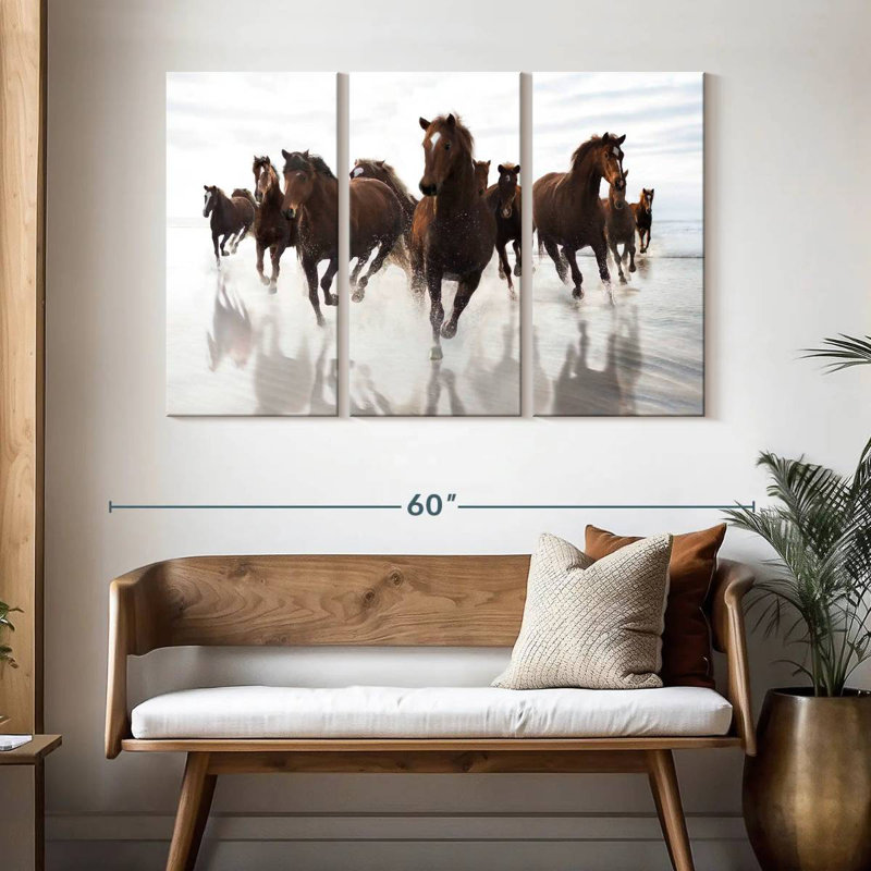 Running Brown Horses, 32" H x 50" W