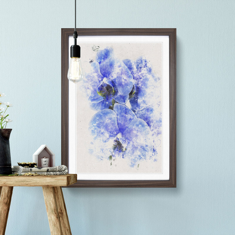 Purple Orchid Flowers - Picture Frame Painting Print, 33cm H x 24cm W x 2cm D, Walnut Framed