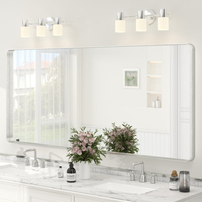 Molly Tempered Glass and Metal Framed French Cleat Mounted Wall Bathroom / Vanity Mirror