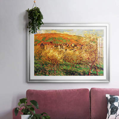 Pommiers en fleurs de Claude Monet - Estampe botanique vintage, encadrée sous verre acrylique, décoration murale pour salon et salle à manger