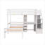 Lit plateforme mezzanine avec rangement pour plusieurs personnes en pin massif blanc et blanc avec bureau et tiroirs séparés