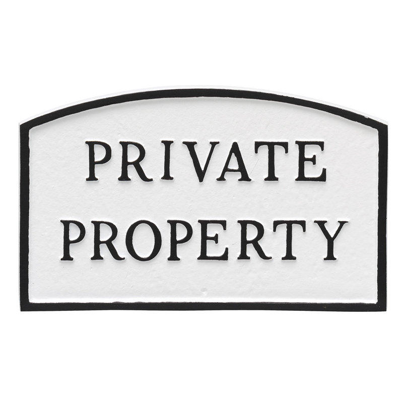 Plaque de jardin déclaration de propriété privée, Blanc / Noir, H 10 po x l 15 po x P 0,25 po