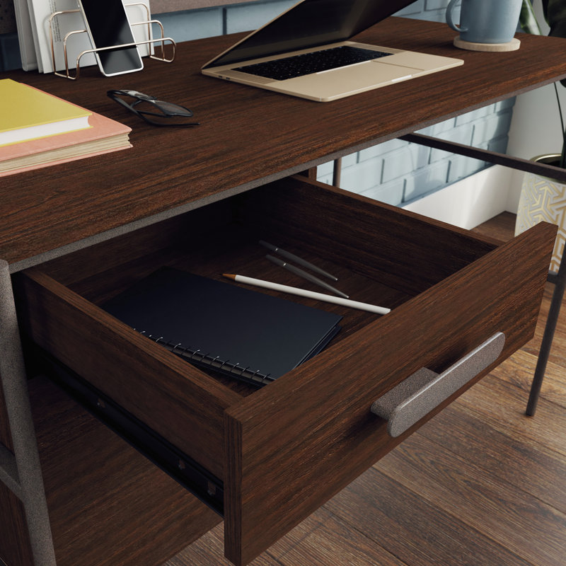 Bureau en bois avec tiroirs verrouillables, brun