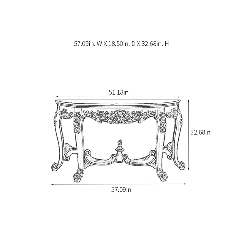 Console Retro Elegant, H 32,68 po x l 57,09 po x P 18,5 po