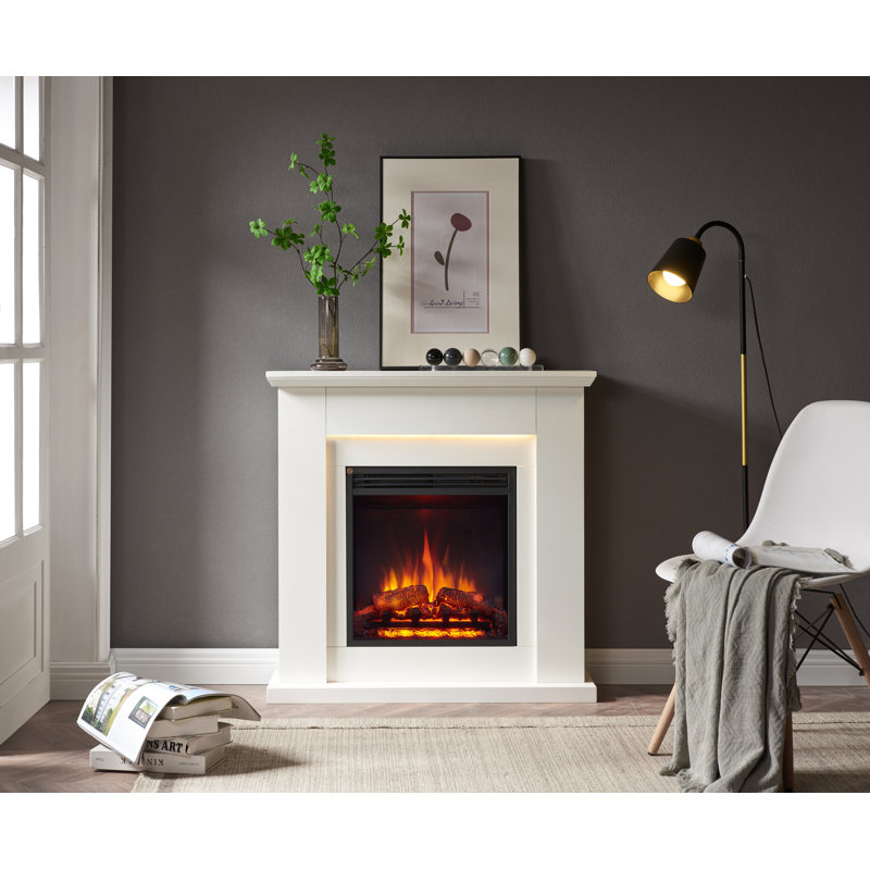 STRATFORD FLAMME 89cm W Electric Fireplace, White